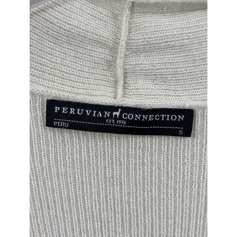 Peruvian Connection Cardigan Sweater Womens Small White Pima‎ Cotton Silk